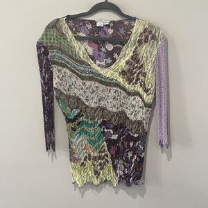 Vintage Y2K Top Women’s Small Fairy‎ Crinkle Lace Asymmetrical Alberto Makali